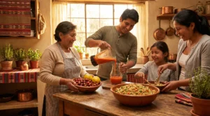 Familia peruana feliz en un huerto natural disfrutando de alimentación saludable para transformar su salud con iVIDA.